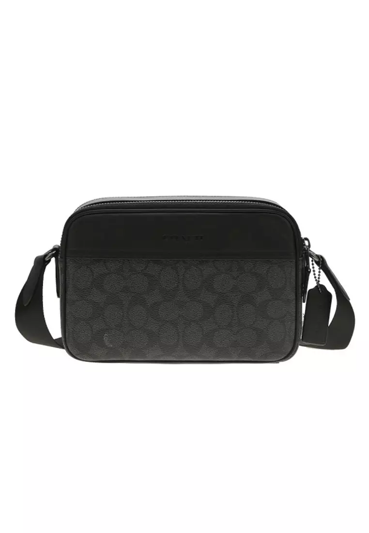 Graham Crossbody Bag In Signature Canvas Charcoal Black CV921