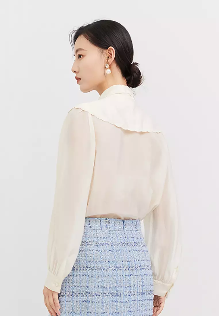 Long Sleeve Chiffon Collar Office Blouse