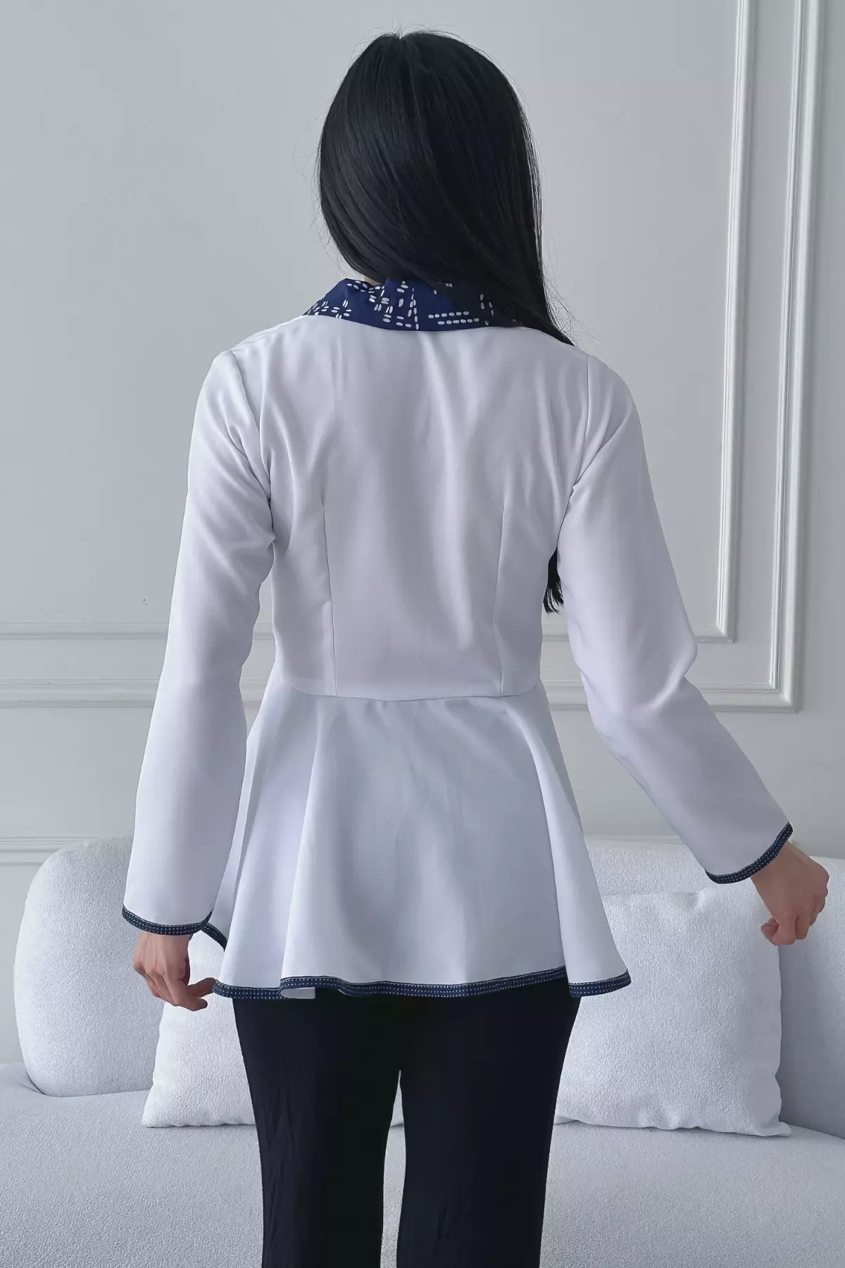 Asmara Juwita Biru Sashiko Long Sleeves Kebaya