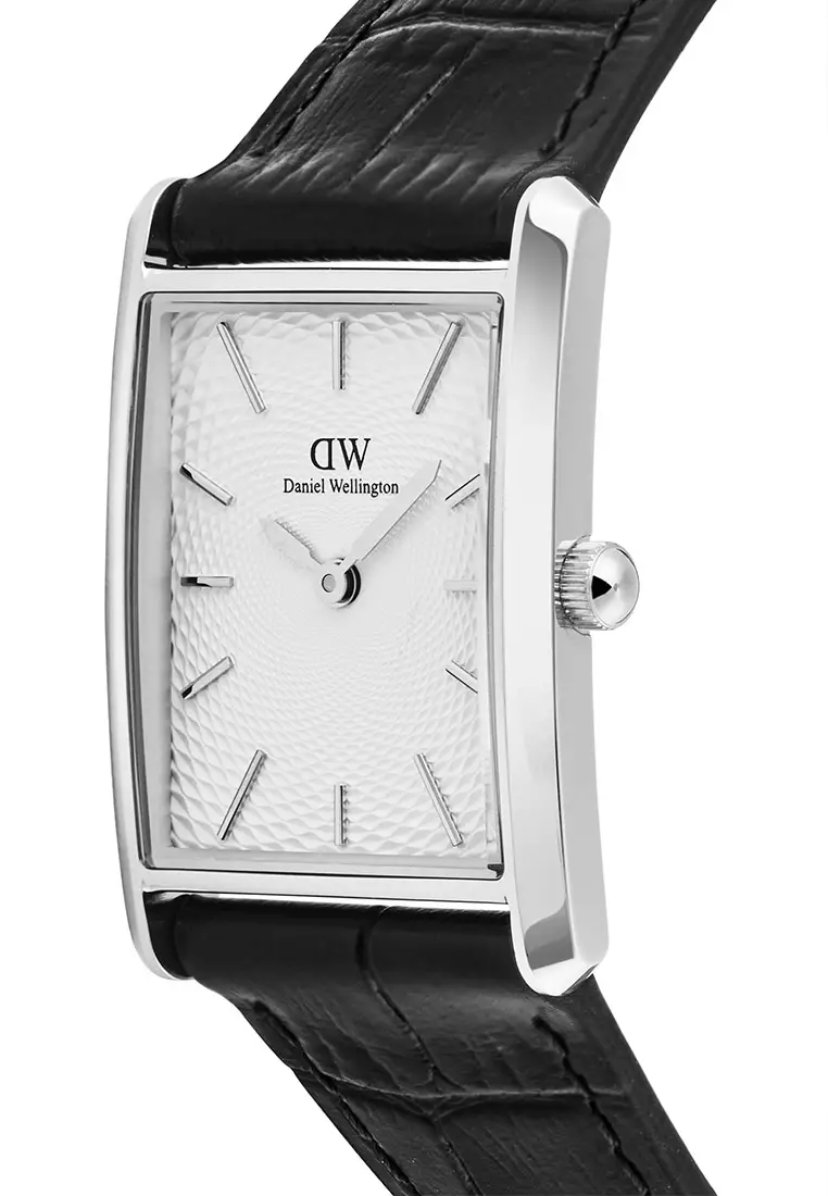 Bound 32x22mm Black Crocodile White Silver - Men Watch Stainless Steel Leather Strap watch DW Official Authentic Original 男士手錶 不銹鋼手錶 DW 官方 真皮手錶 正品