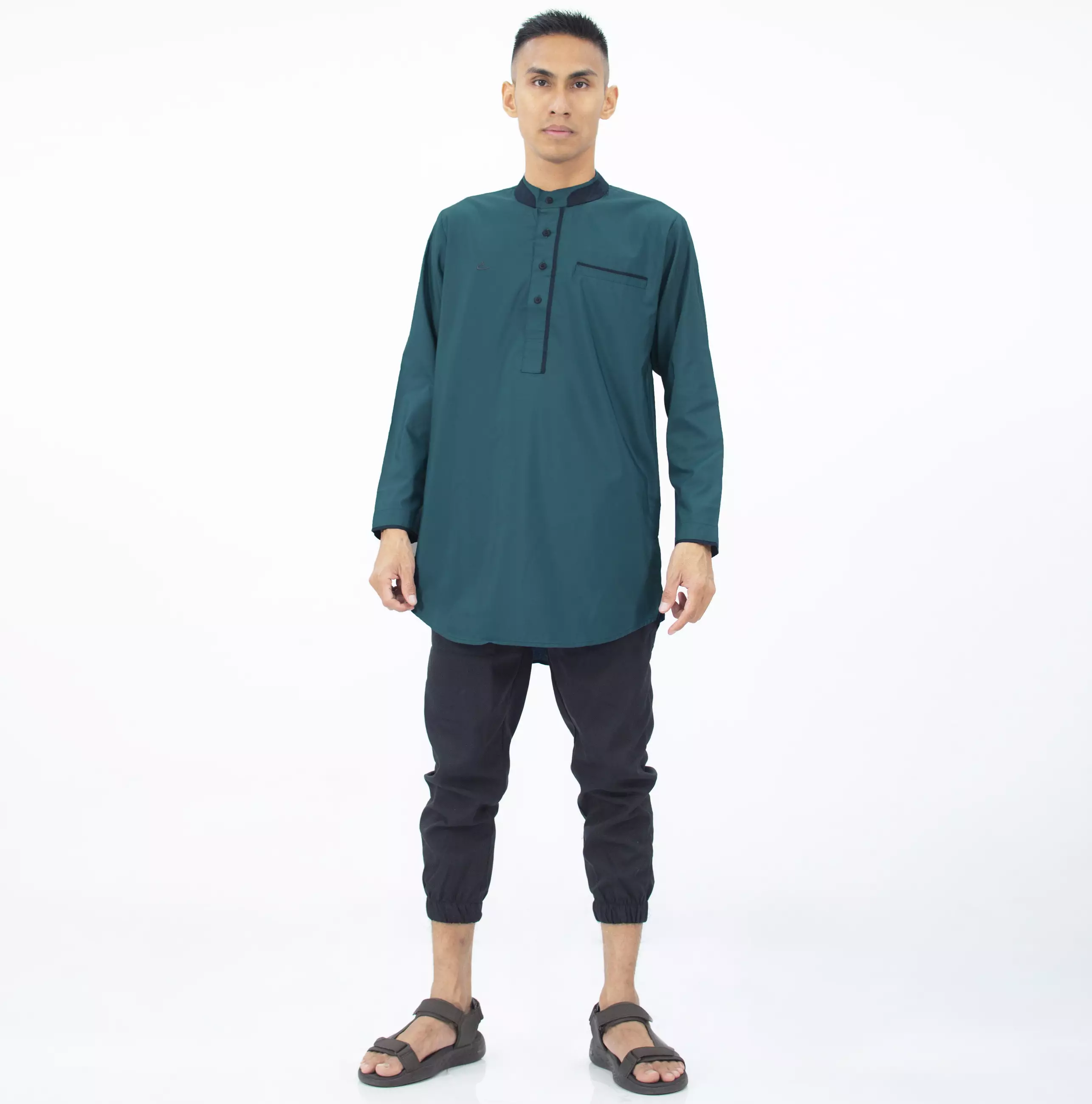 DHABI Busana Lebaran Pria Kemeja Lebaran Baju Muslim Casual Pria Kemeja Koko - TOSKA