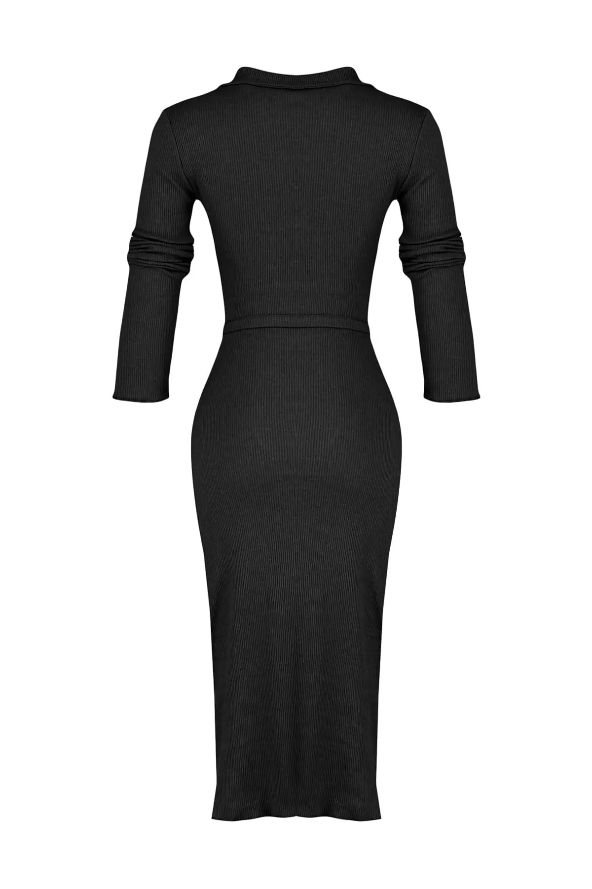 Ribbed Buttoned Knitted Dress