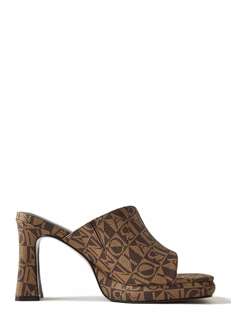 Discount on Bonia  shoes - SKU: Sepia Monogram Heeled Sandals