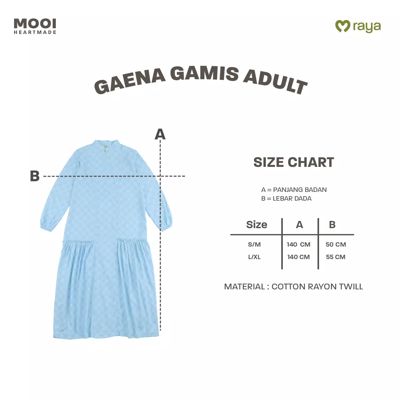 Mooi Dress Dewasa Raya Collection Gaena Gamis Adult - Sky Blue
