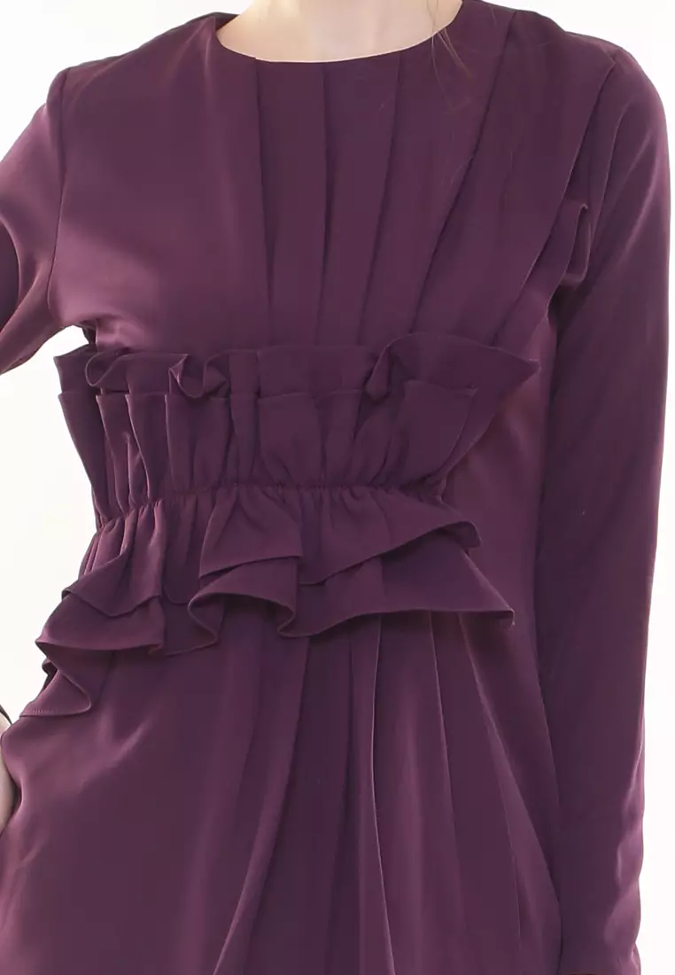 Vincy Pleated Kurung Modern in Dark Purple