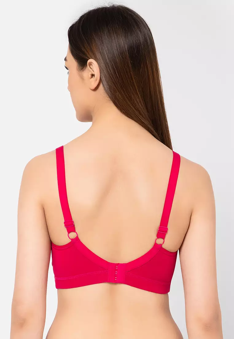 Buy Clovia Non-Padded Non-Wired Full Figure Bra in Hot Pink - Cotton in Pink  2024 Online