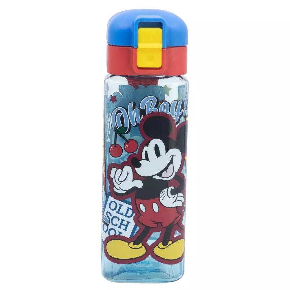 Disney Stor  Safelock Square Ecozen Plastic Water Bottle Mickey 550ml - Botol Minum Anak Anti Bocor BPA Free