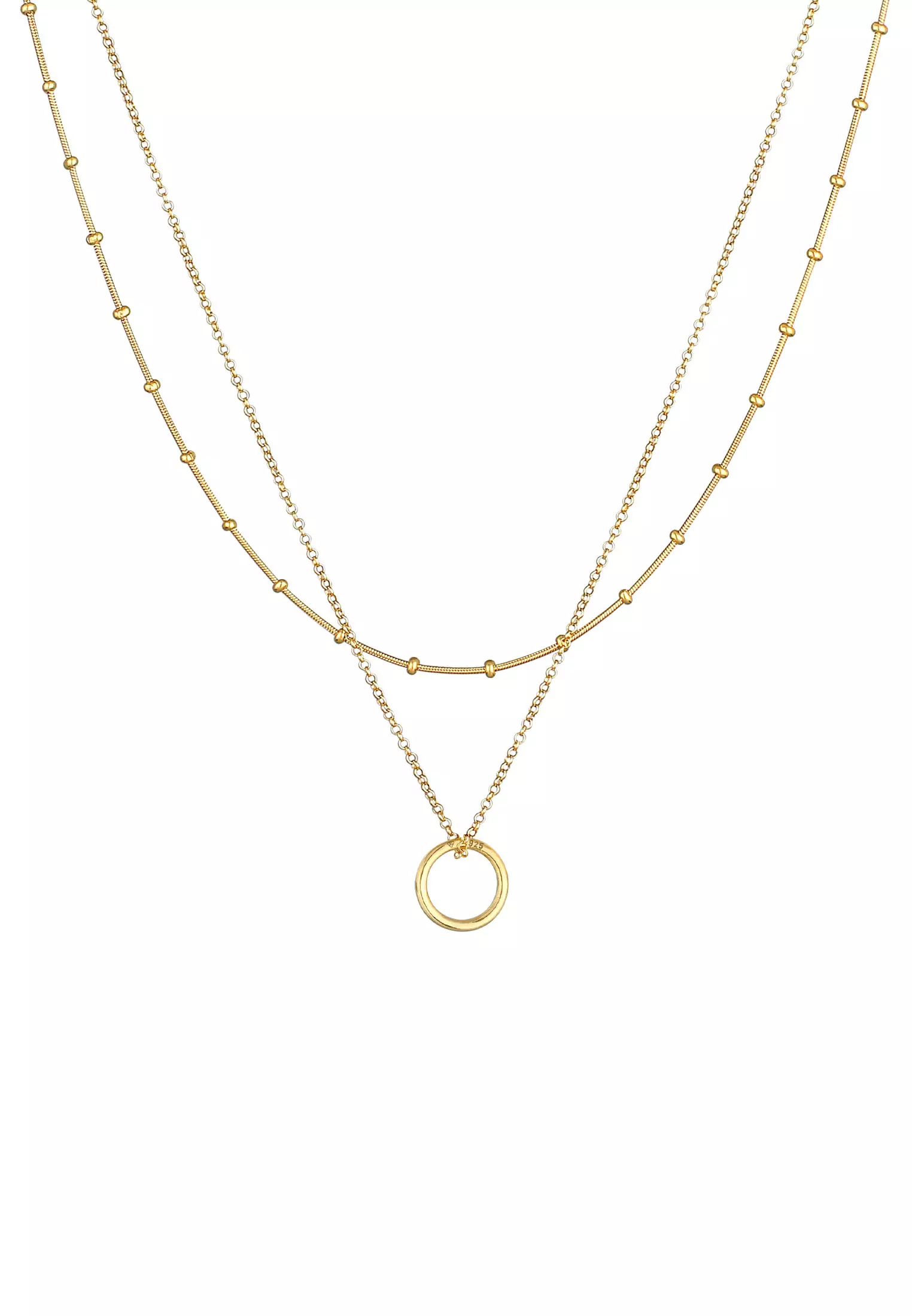 Necklace Layer Ball Chain Circle Pendant Timeless Gold Plated