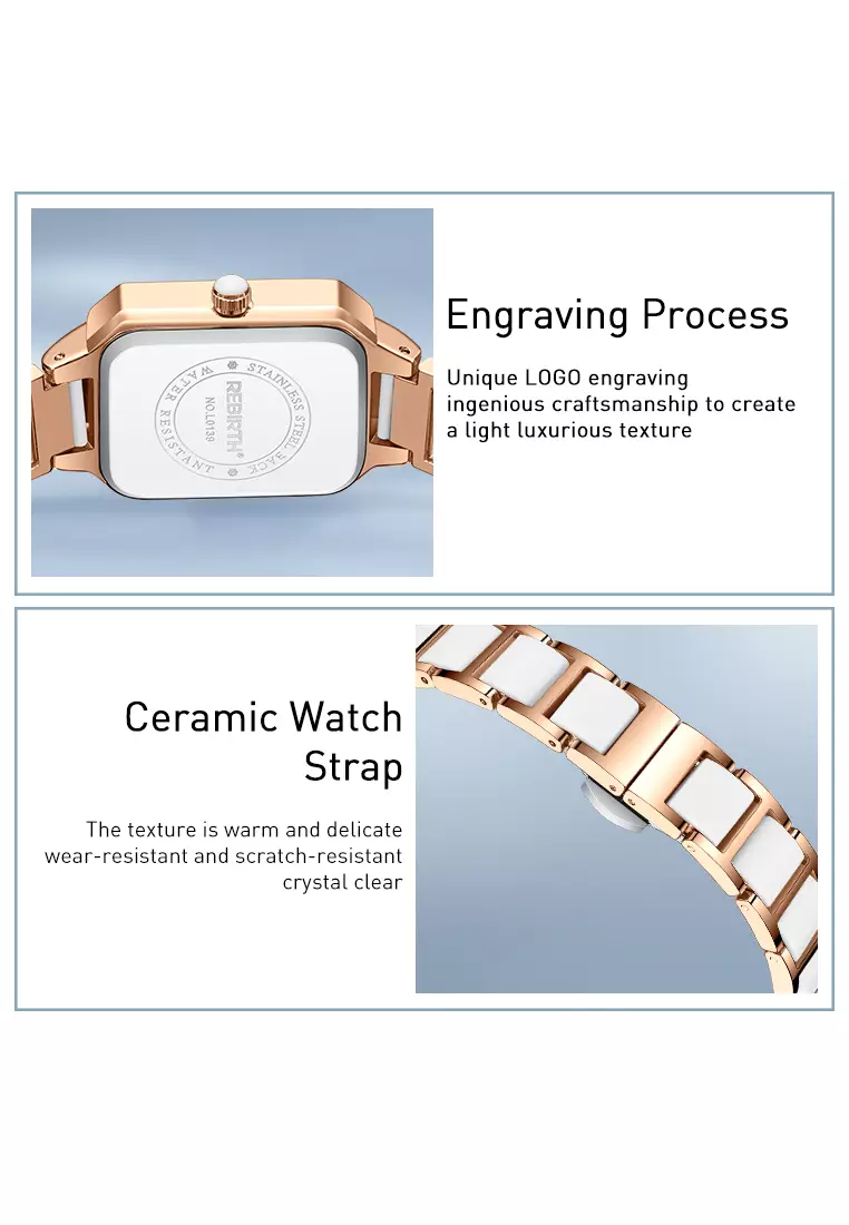 Jam Tangan Wanita Anti Air Original Tali Stainless Steel Berlian Anggun Jam Tangan Cewek rosewhite-B