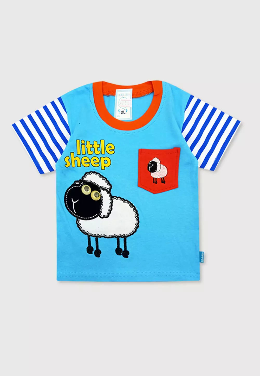 Wakakids Baju Bayi Anak Laki Laki Usia 12 Bulan Hingga 18 Bulan Setelan Celana Kaos Motif Little Sheep 1928 Biru Muda