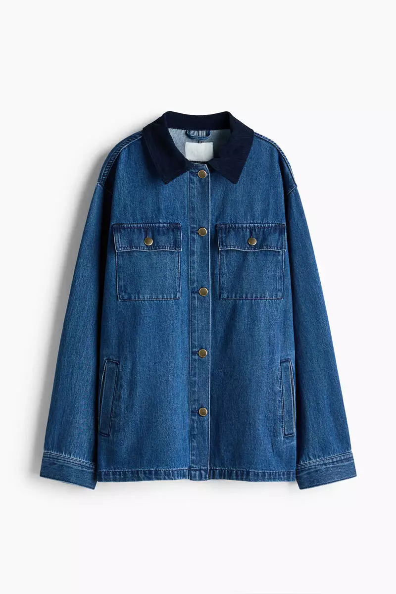 Corduroy-collar denim jacket