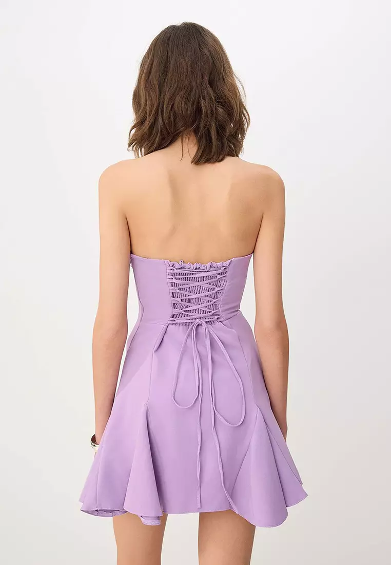 Lilac Woven Finike Short / Mini Lined Dress