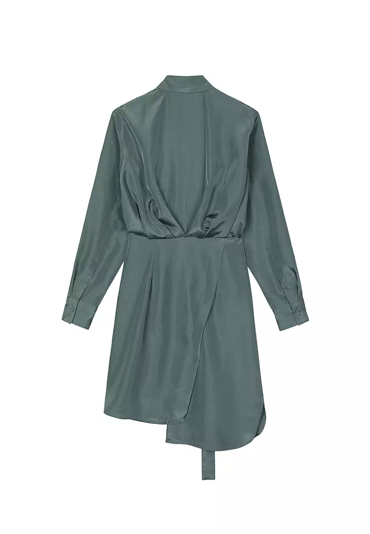 Plain Weave X-Line Loose Everyday Casual Long Sleeve Dress