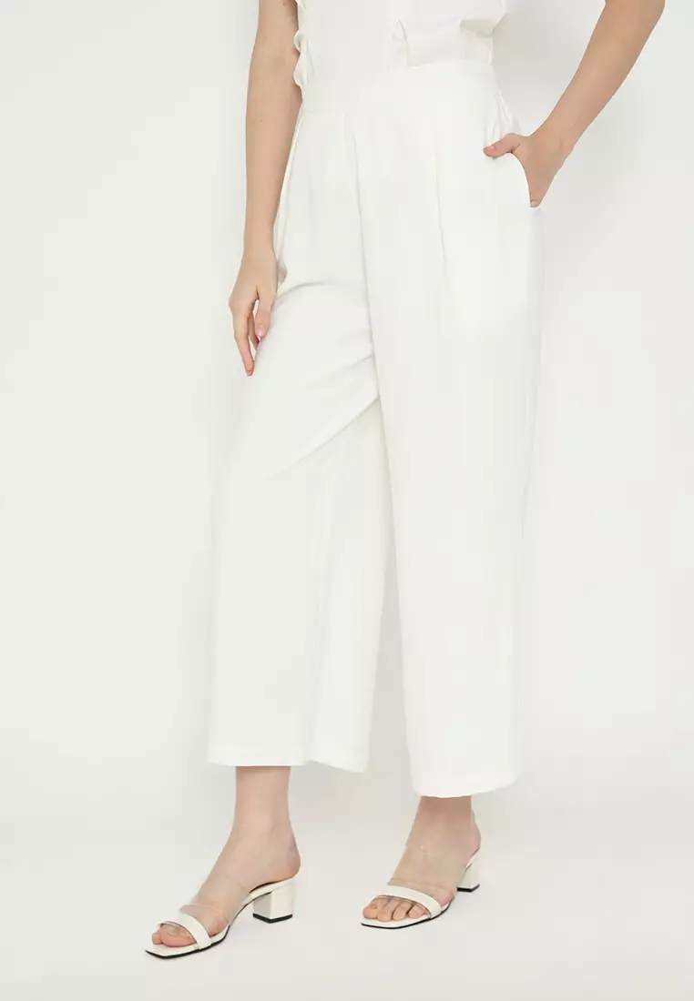 Plain Cullotes White Arlette By Brilliant Girl Warna White