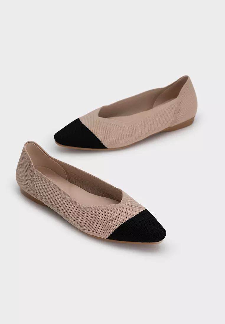 DUO TONE FLY KNIT FLAT BALLERINA飞织拼色平底芭蕾鞋