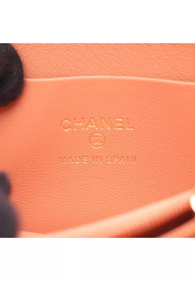 Pre-Loved Chanel matelasse coin purse lambskin pink beige gold hardware