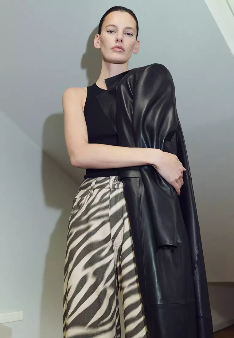 Zebra-Print Straight-Fit Jeans