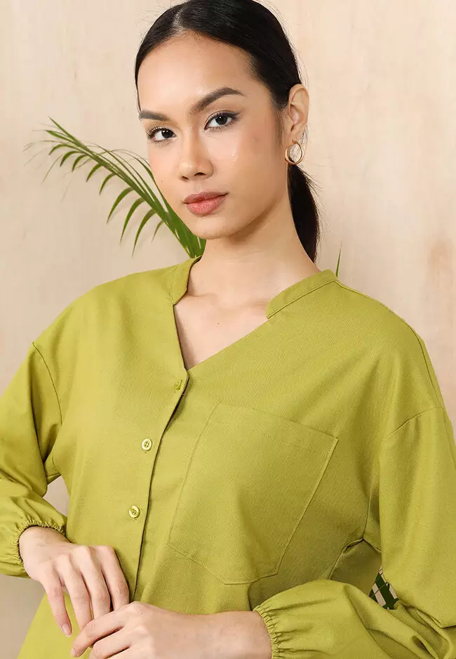 Buy Earth by Zalia Basics Linen Pocket Top 2023 Online ZALORA Philippines