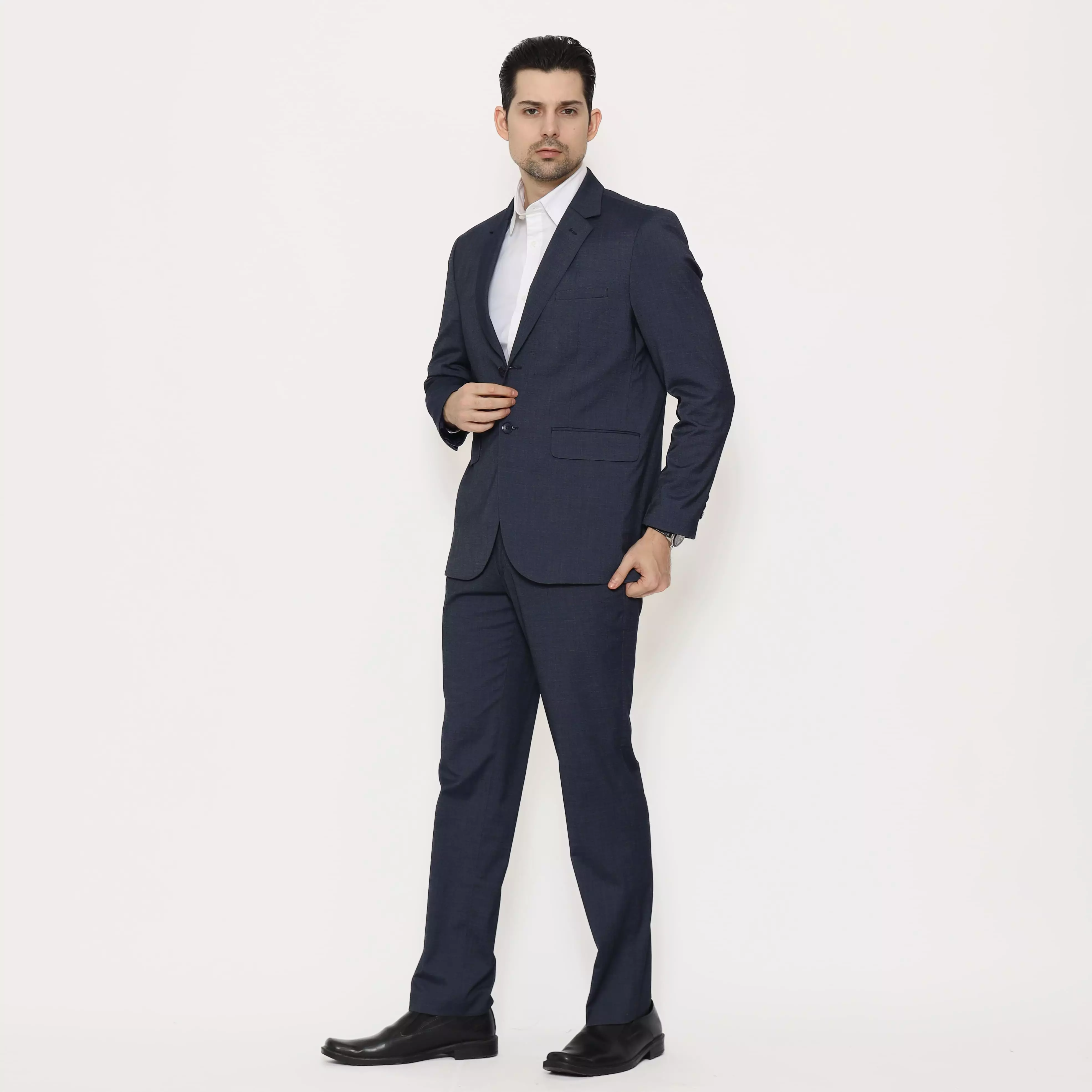 LAWELL BRUCE-S2 Jas Formal Pria Navy Oxford Kecil Regular Fit Kancing 2
