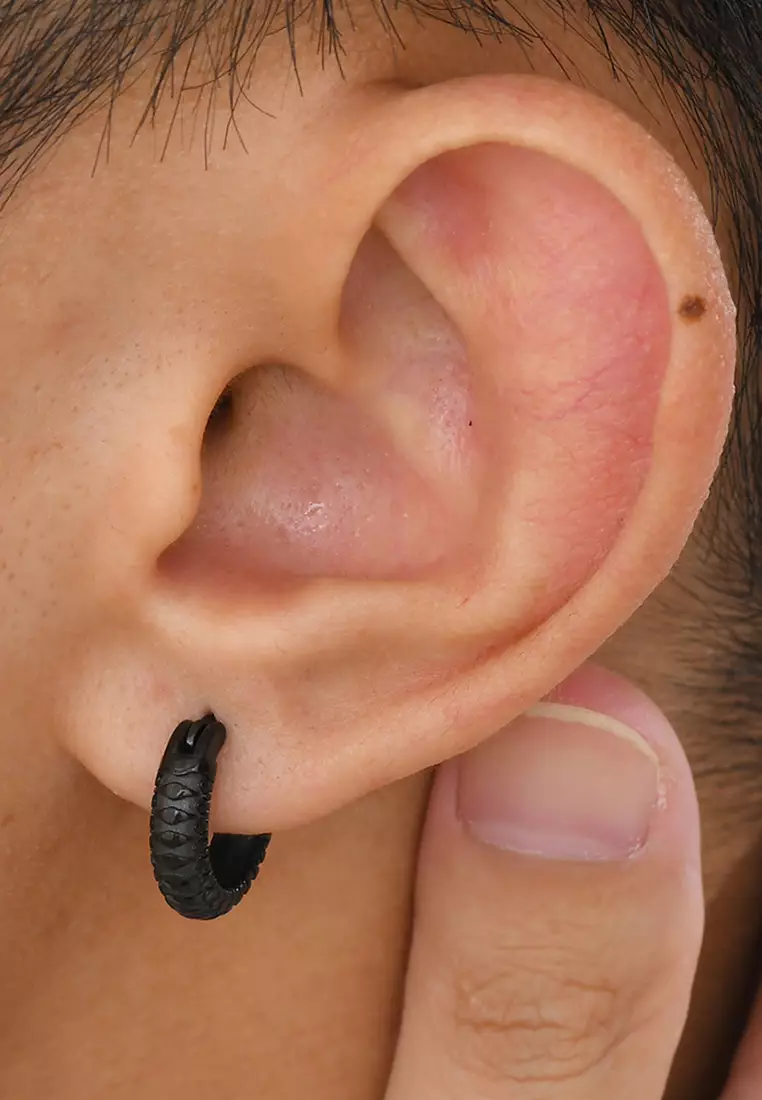 Unisex Stainless Steel Snake Pattern Hoop Earrings JW QX-EH688