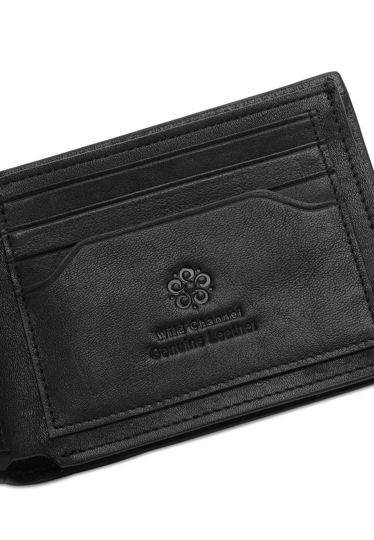 Men's Genuine Leather RFID Blocking Bi Fold Wallet (Dompet Bi Fold Pria Kulit Genuine RFID Blocking)