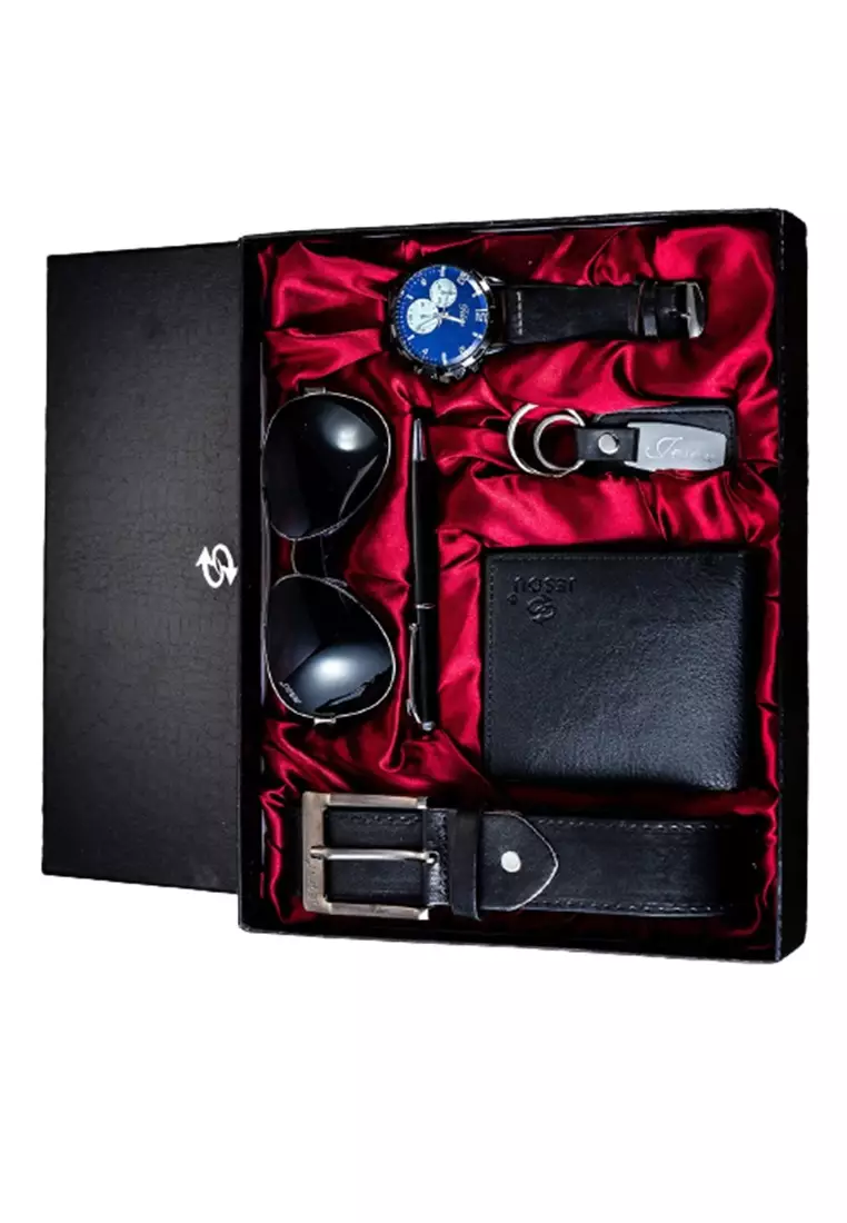 JESOU Set Hadiah Pria 6 in 1 Jam Dompet Exclusive Hampers Gift Box - JE-6 - ORIGINAL
