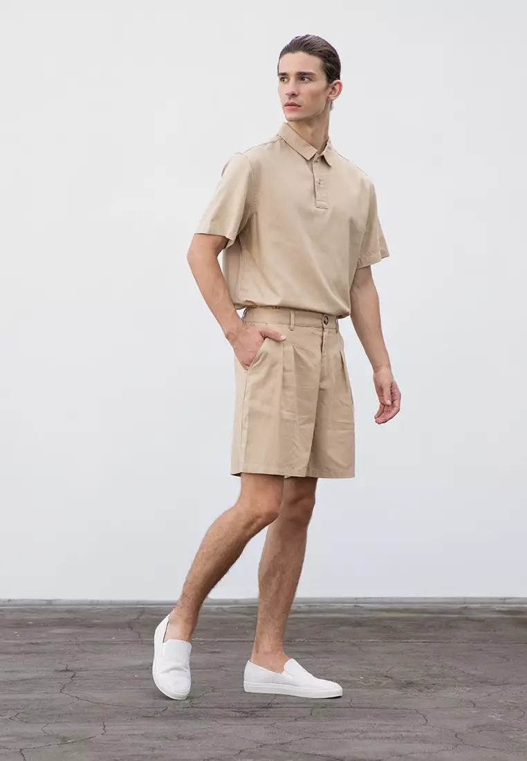 Double deals pleated shorts