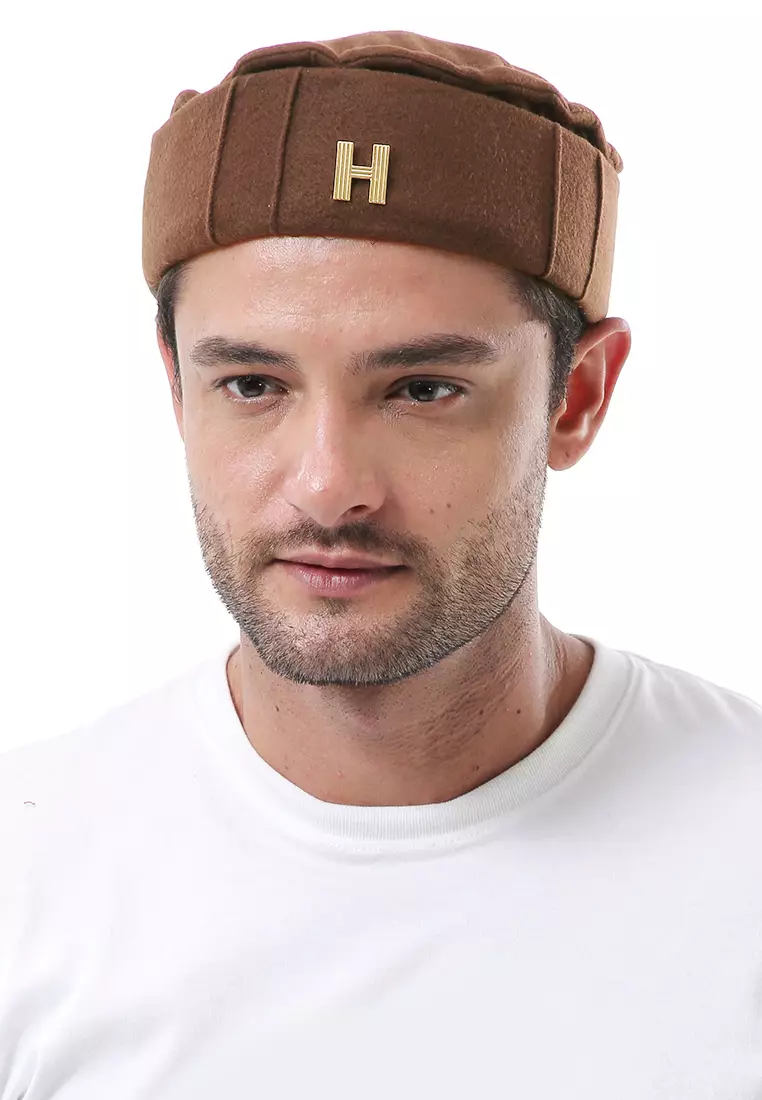 Kai Topi Peci Polos Pria Simple Design Material Plece ORIGINAL - Brown