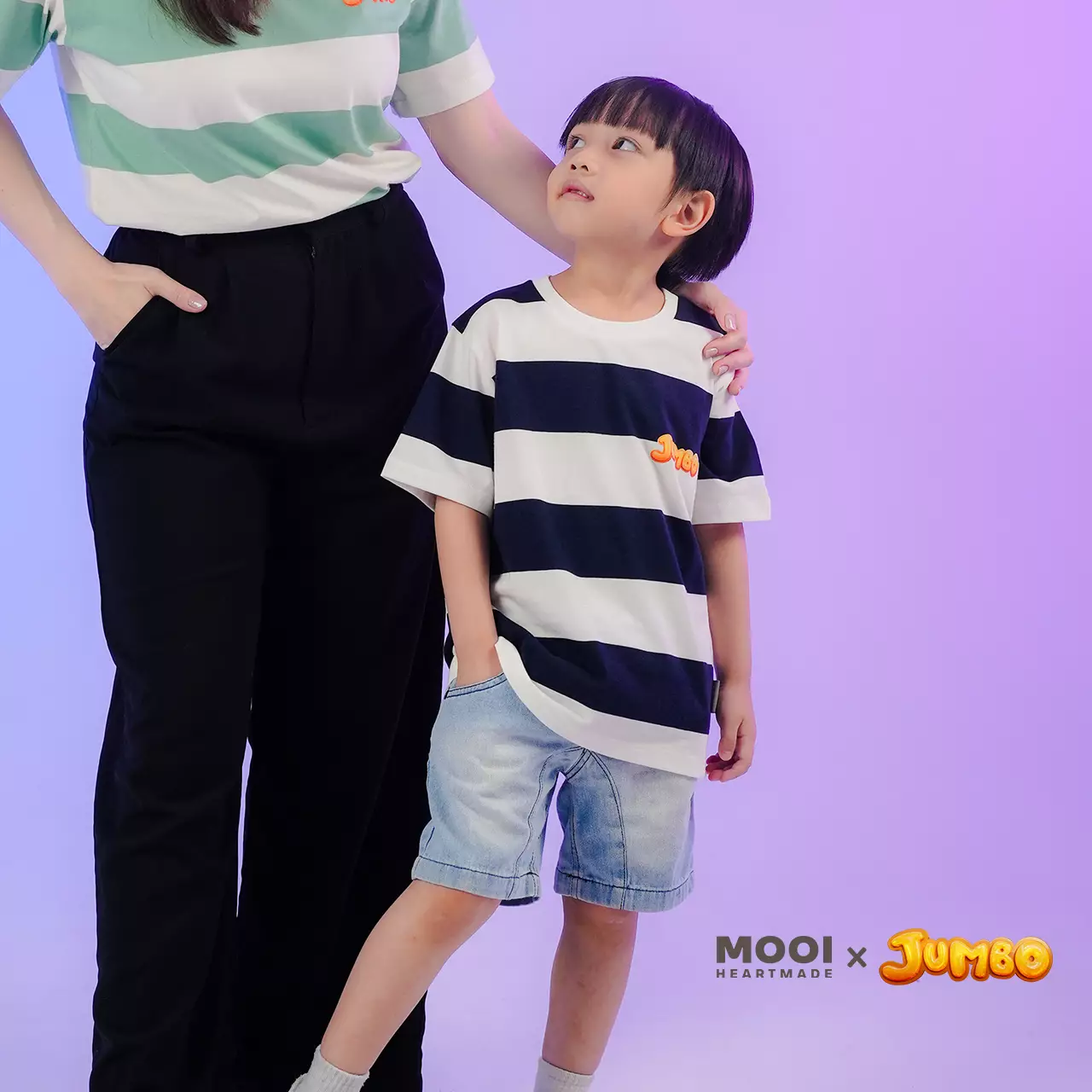 Mooi X Jumbo Kaos Anak Unisex T-shirt Striped Kids - Blue Sky