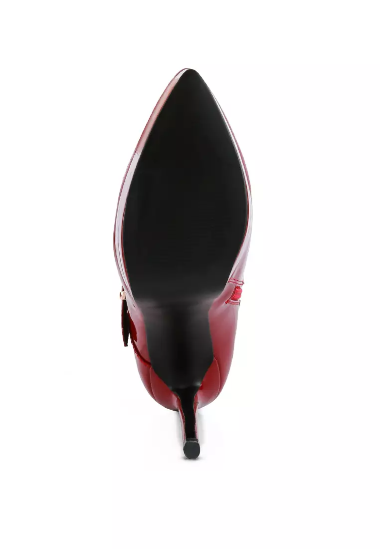 Burgundy High Heeled Patent PU Stiletto Boot