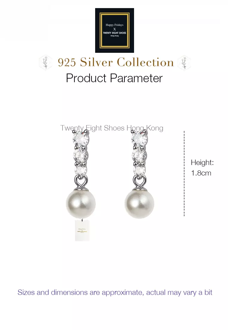 925 Silver Zircon Faux Pearl Earrings JW AR-M04603