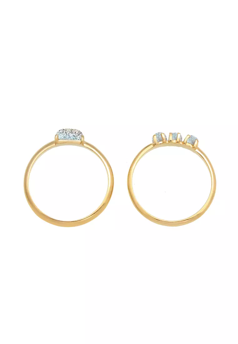 Ring Set Labradorite chlorite Gold Plated