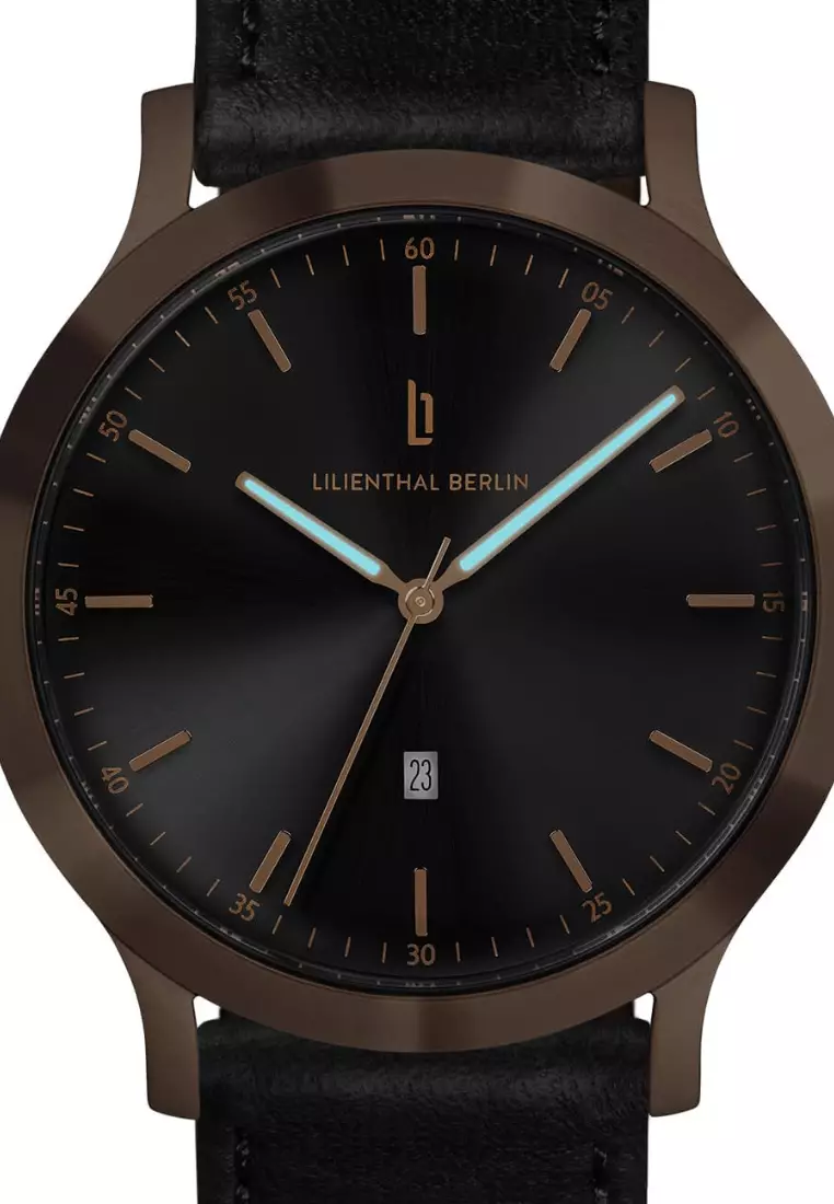 Huxley Bronze Black - Black Leather Strap