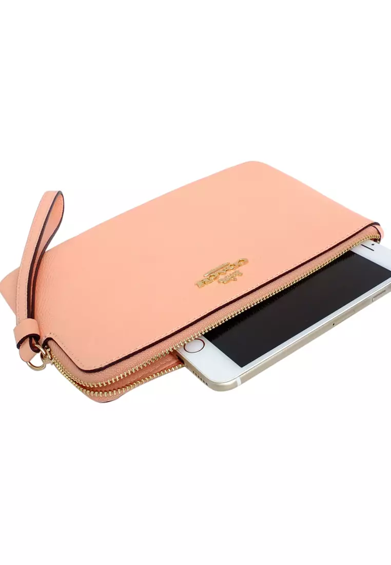 Large Corner Zip Wristlet - Faded Blush