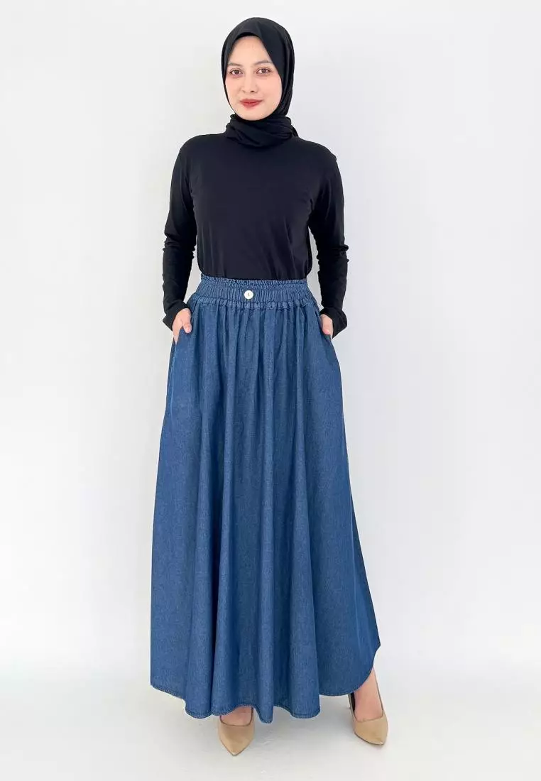 Calista Denim Skirt (Rok Jeans A-Line) BIRU TUA