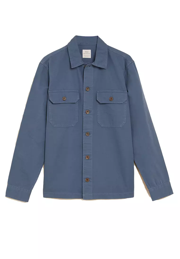Jual Marks & Spencer Pure Cotton Garment Dyed Overshirt Original 2024 ...