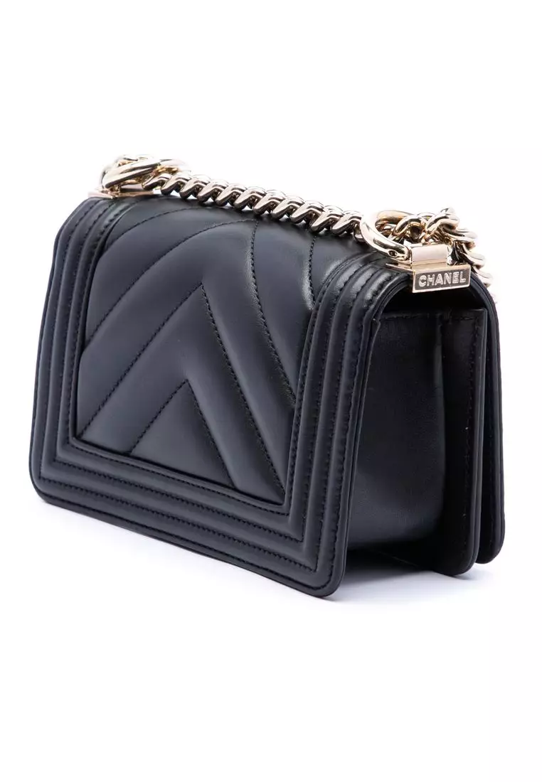 Pre-Loved Chanel Mini Chevron Lambskin Boy Flap