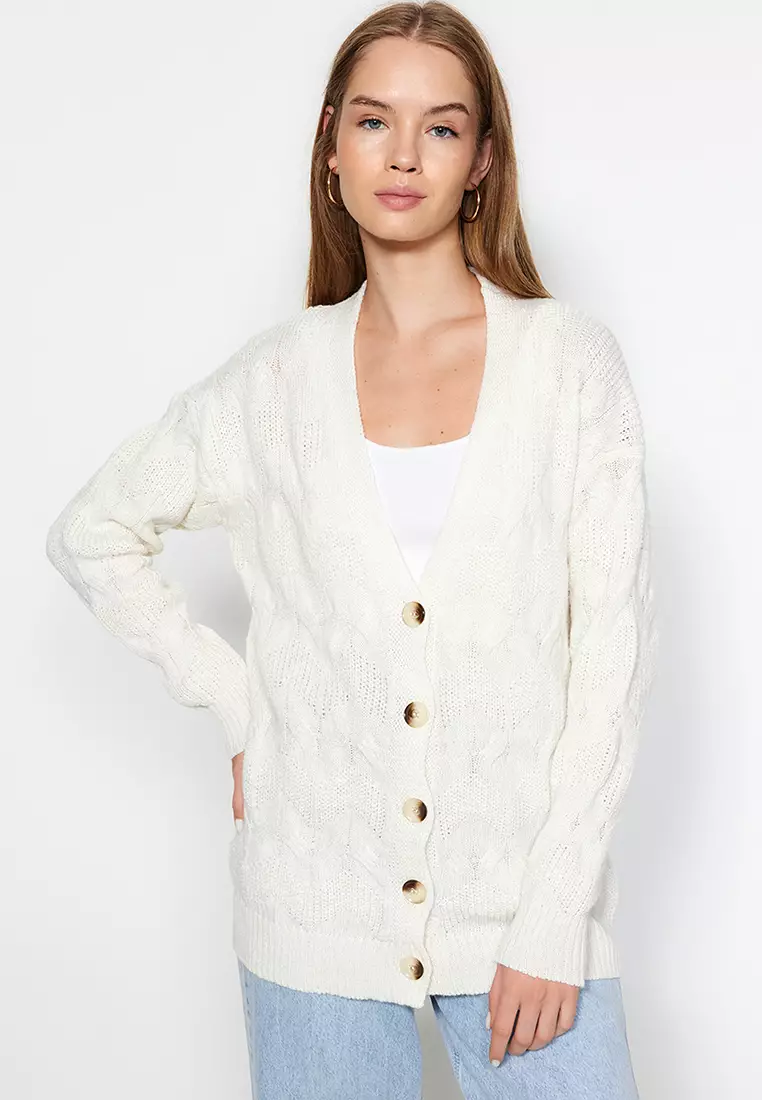 White cable sale knit cardigan