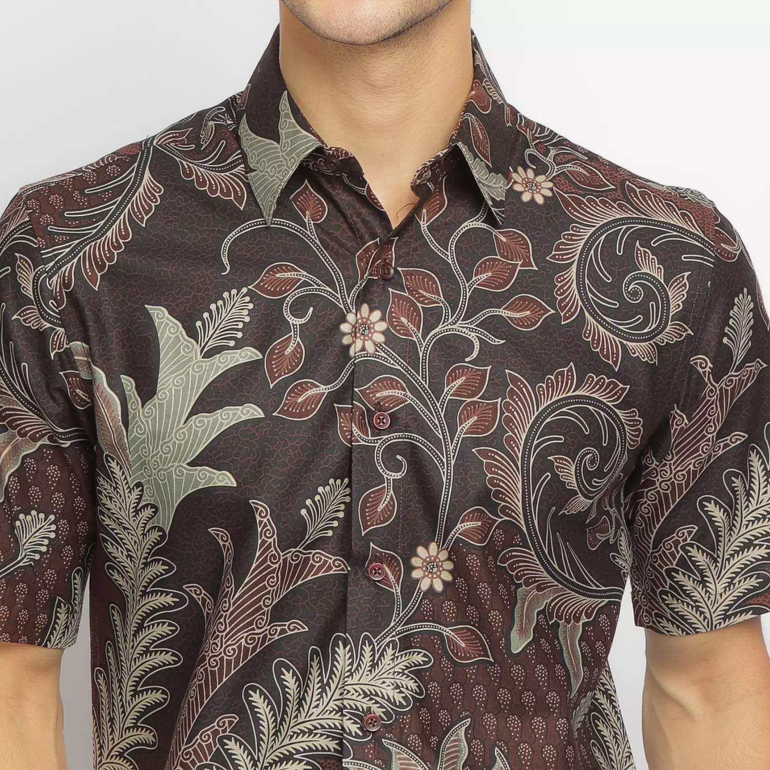 Slimfit Kiran Brown Kemeja Batik Pria Lengan Pendek