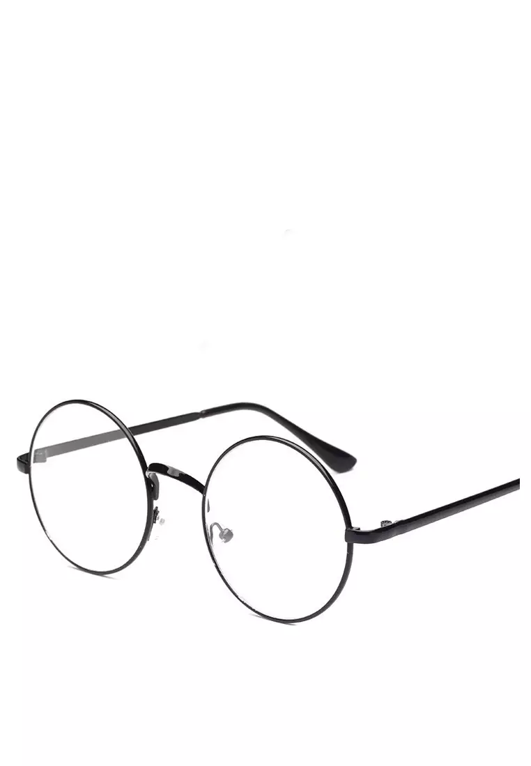 Liana Eyeglasses Kacamata Retro Bulat Nerd Fashion Wanita UV Protection Frame Material Alloy ORIGINAL - Black