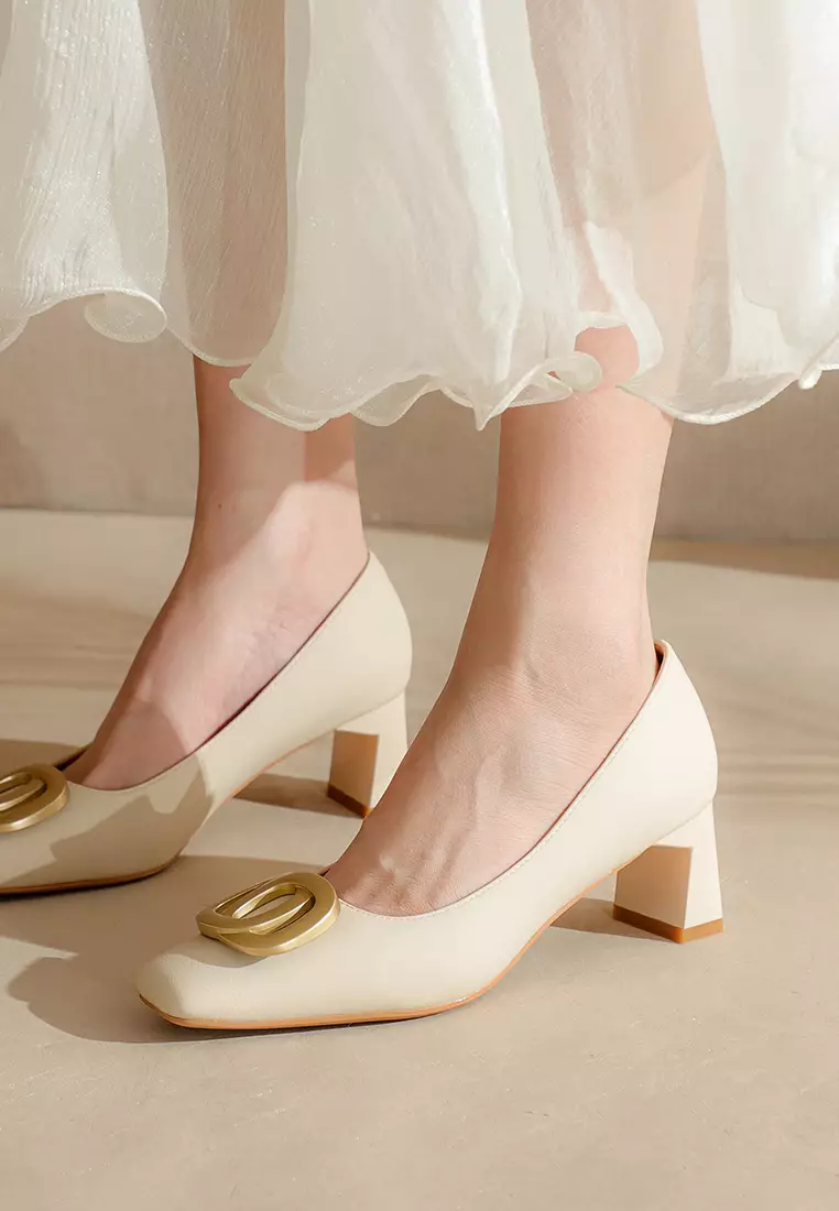 5CM Metal Buckle Microfiber Leather Pumps BY2355-18