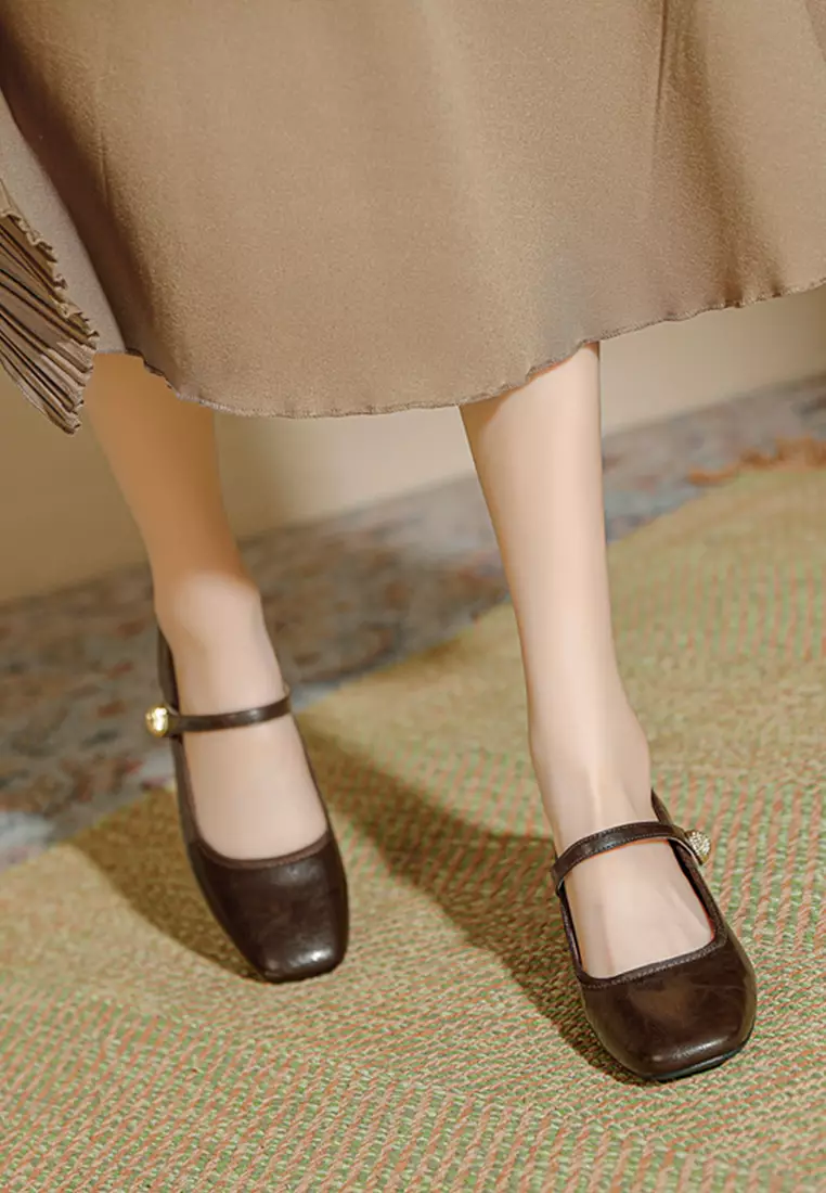 4CM Vintage Microfiber Leather Mary Jane Shoes TE2010-6