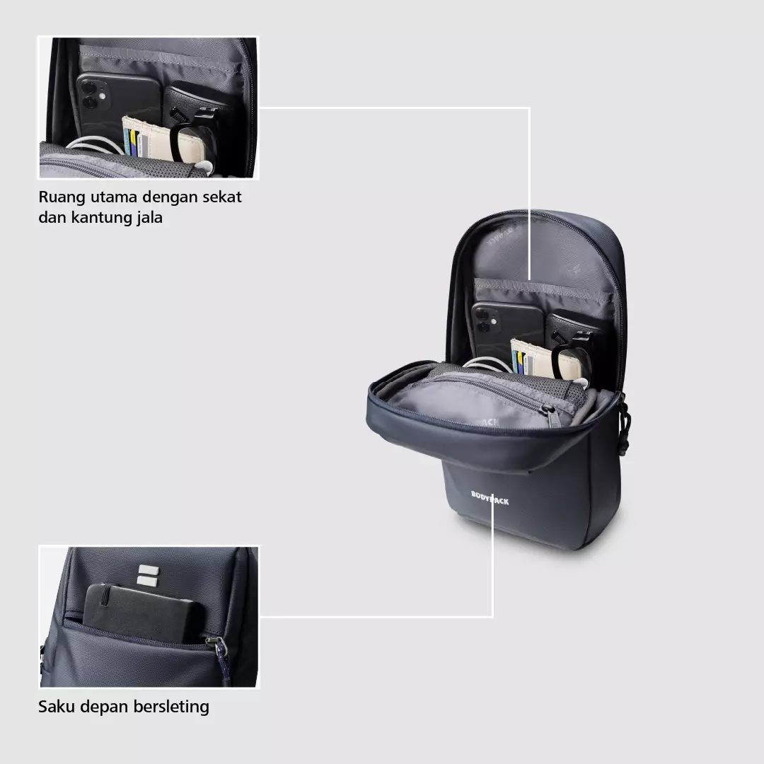 Plaver Sling Bag Tas Selempang Travel Kerja Kuliah Durable Tahan Lama 6 L - Navy