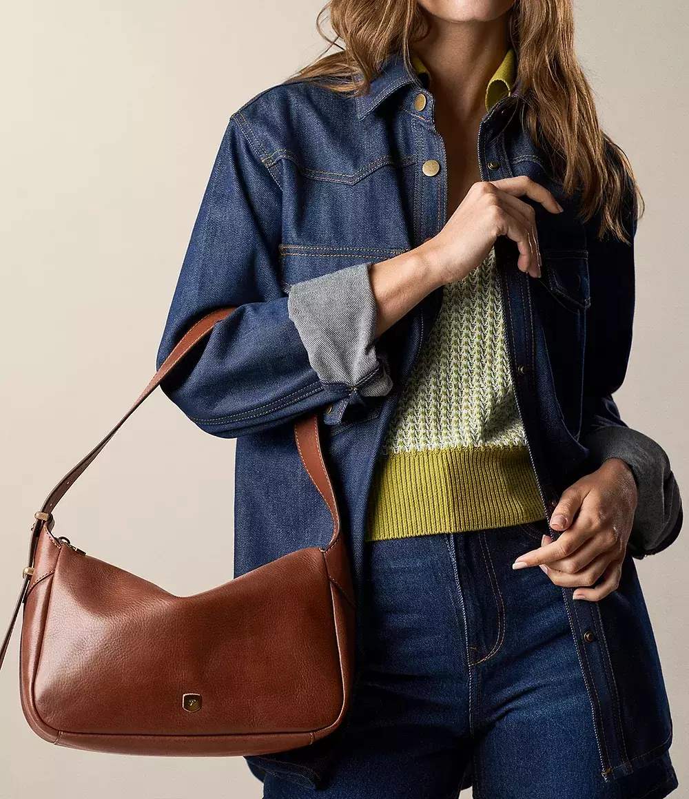 Fossil Dillon Leather Shoulder Bag Whisky Tas Selempang Wanita ZB11186-212