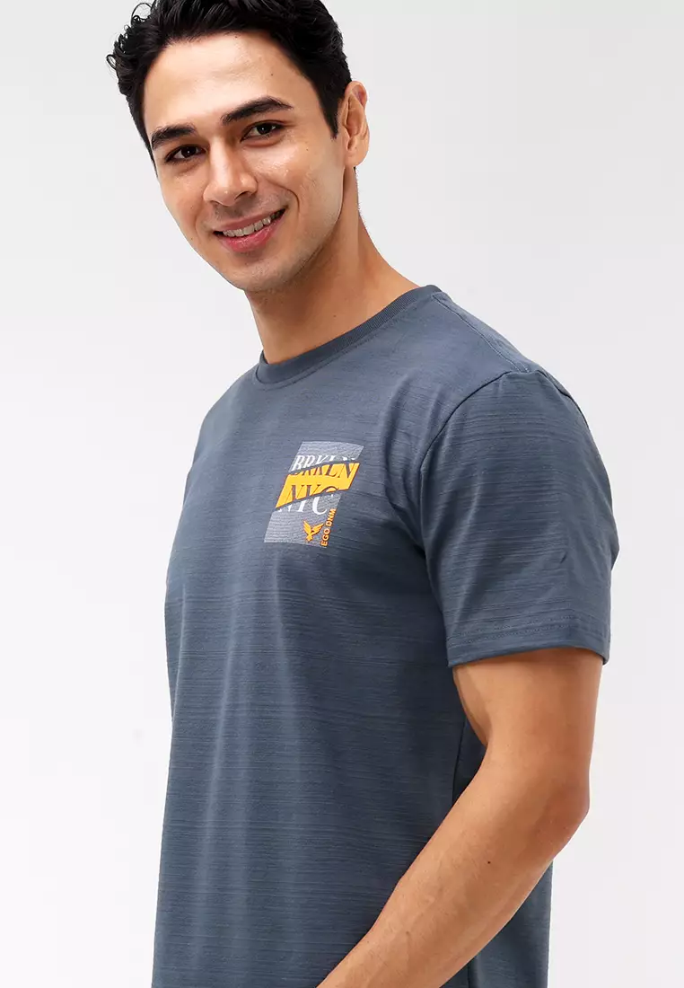 Round Neck Streaky Short Sleeves T-Shirt