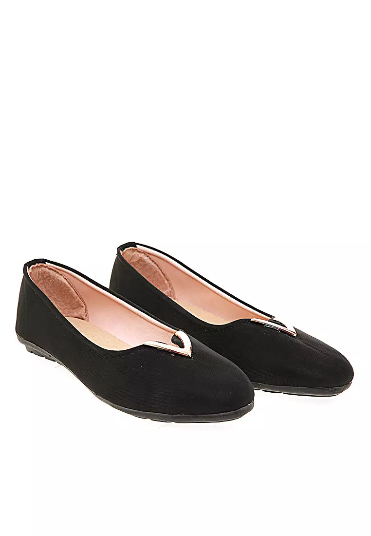 Yuna Flatshoes Woman Design Casual Sepatu Wanita Premium Quality - Black