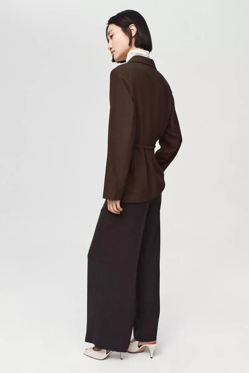 Single-breasted tie-belt blazer