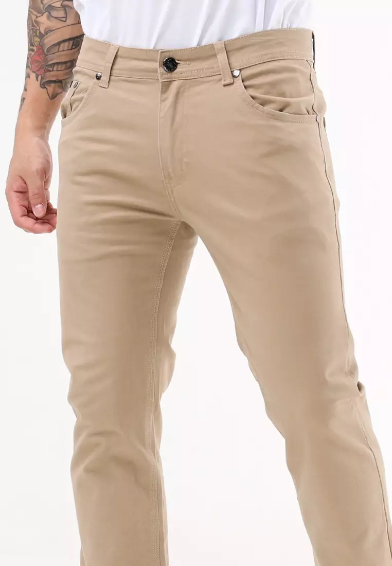 Colored Long Pants Slim Tapered Stretch