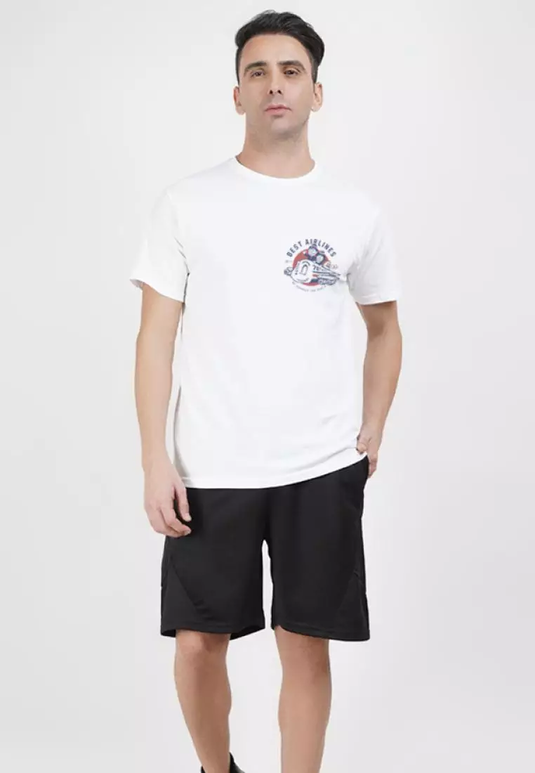 Aeroplane Graphic White  Cotton Short Sleeve Essential T-Shirt
