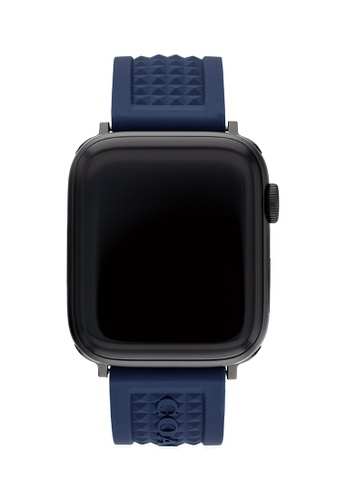 Coach Watches blue Coach Apple Watch® Strap Blue Rubber 42mm Men's (14700045) C4308AC5590955GS_1